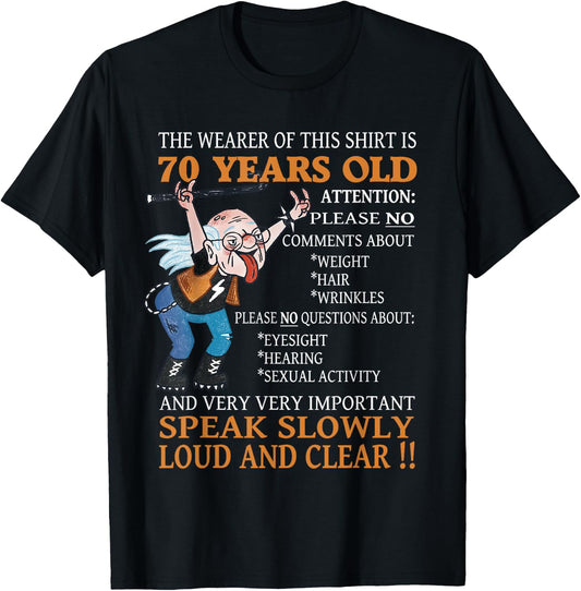 funny 70th Birthday Women Men 70 years old Bday T-Shirt - T-Shirt | Black