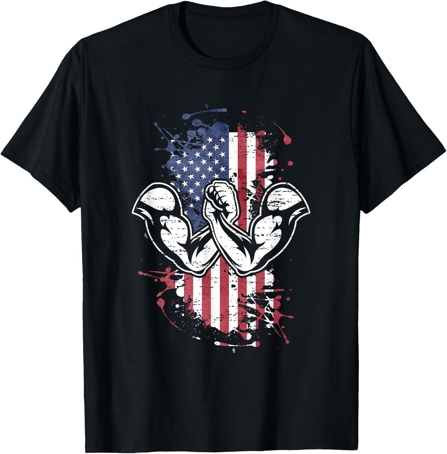 Arm Wrestling USA Flag Men T-Shirt - T-Shirt | Black