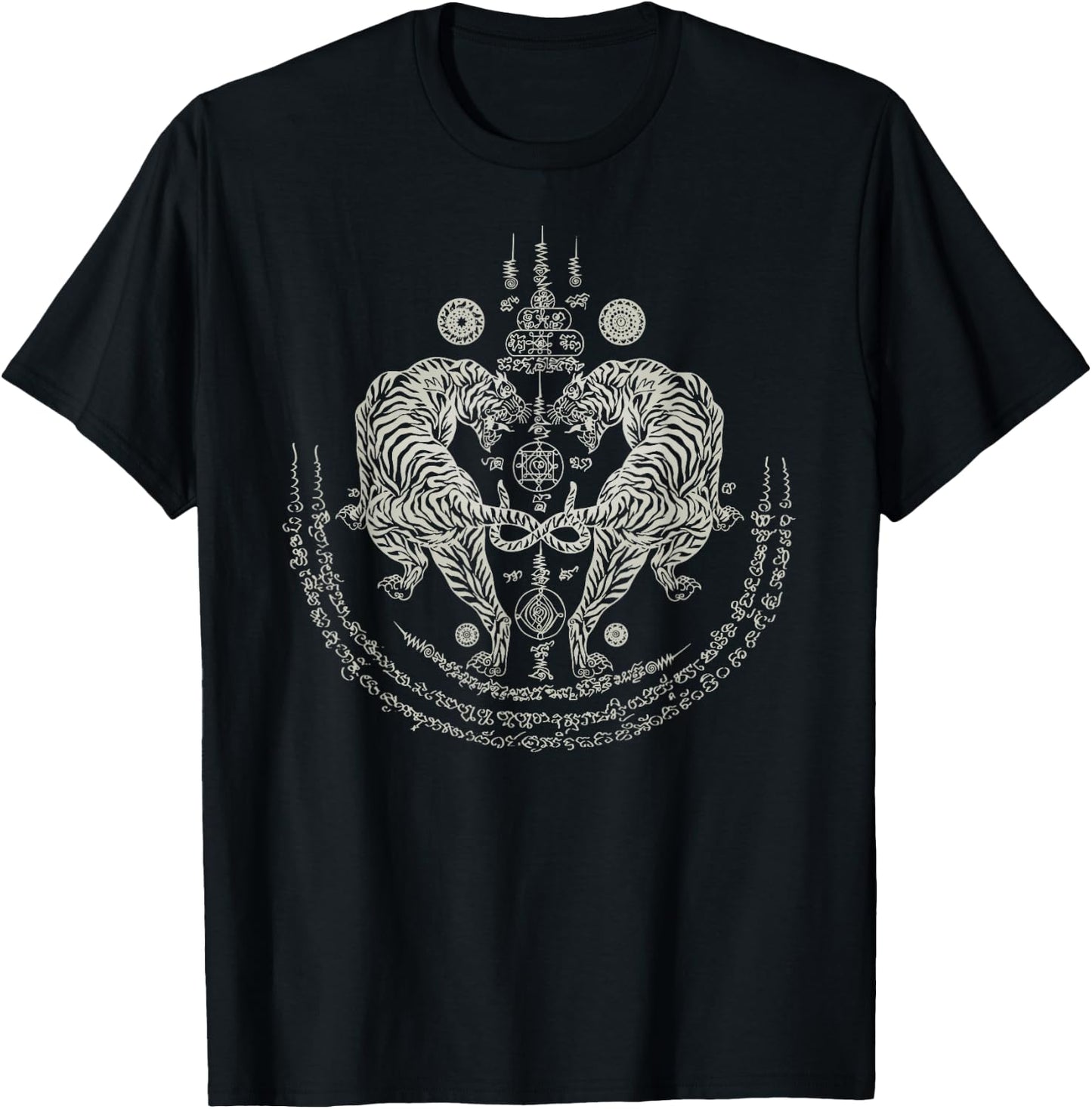 Thai Tattoo Twin Tiger Sak Yant Muay Thai Thailand Graphic T-Shirt - T-Shirt | Black