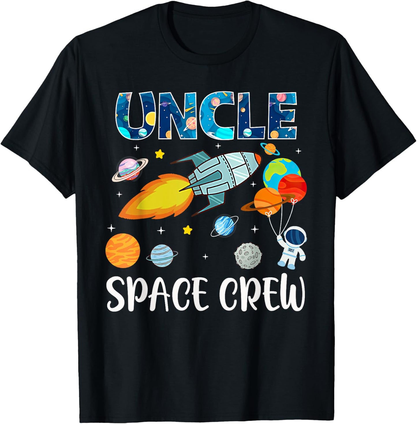 Uncle Space Crew Mom Of The Birthday Boy Birthday Party T-Shirt - T-Shirt | Black