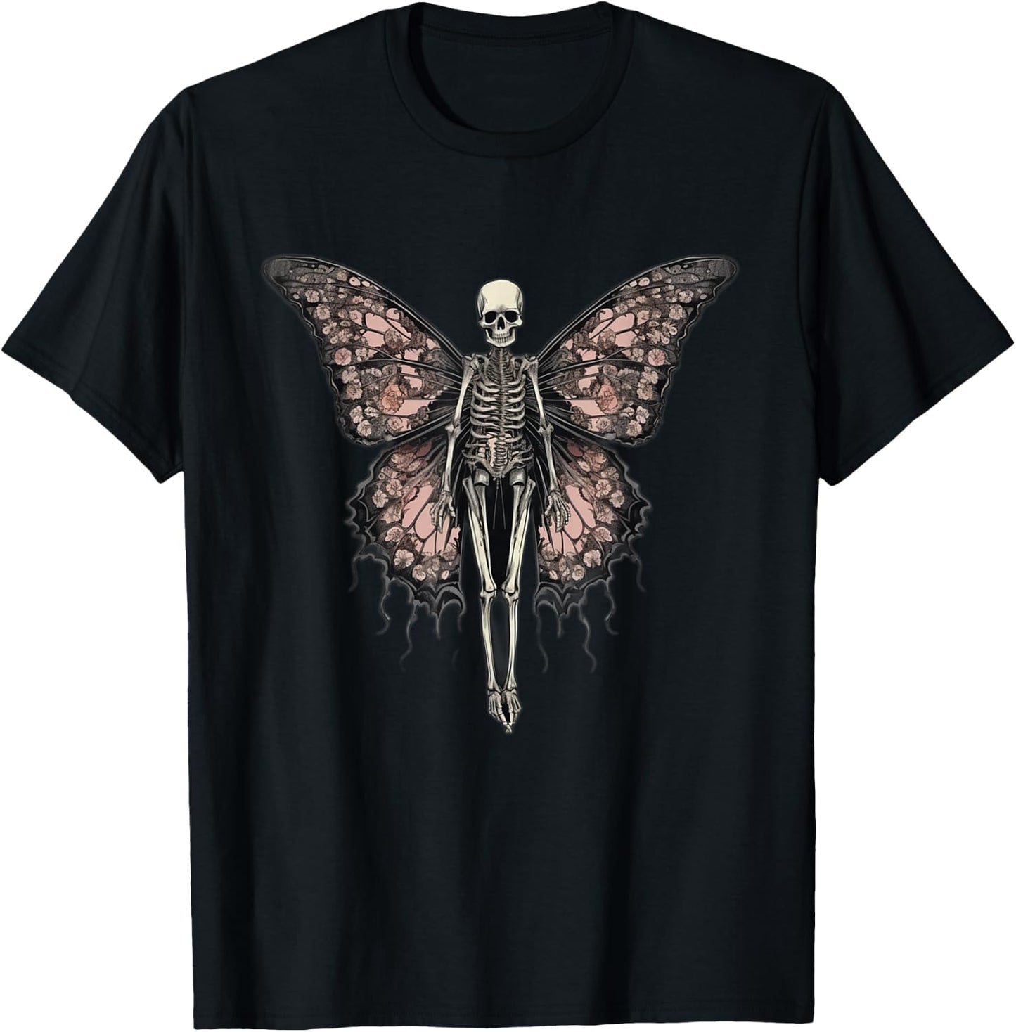 Butterfly Fairy Grunge Fairycore Aesthetic Skeleton Goth T-Shirt - T-Shirt | Black
