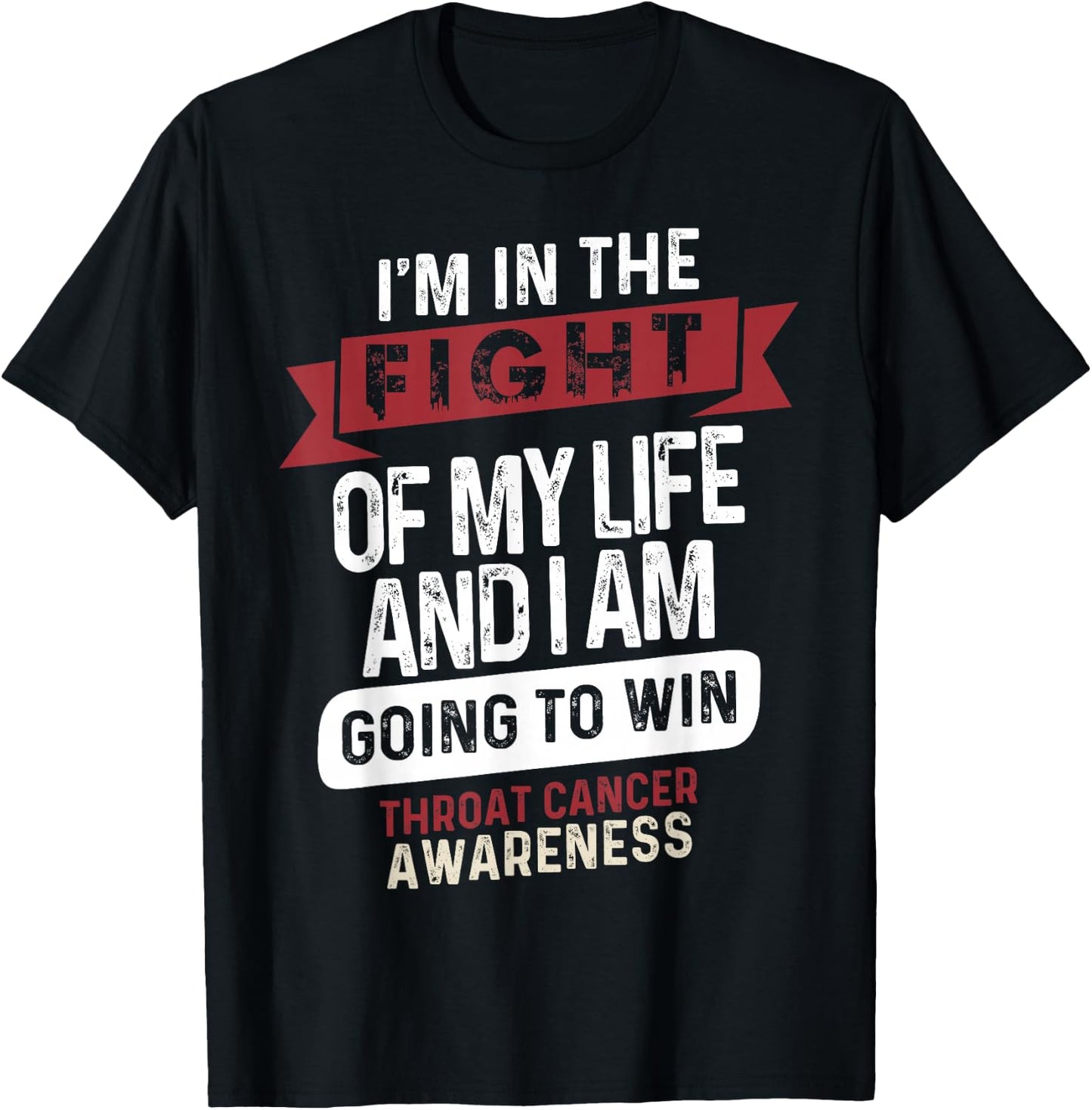 Fight to Win- Throat Cancer Awareness Supporter Ribbon T-Shirt - T-Shirt | Black
