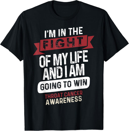 Fight to Win- Throat Cancer Awareness Supporter Ribbon T-Shirt - T-Shirt | Black