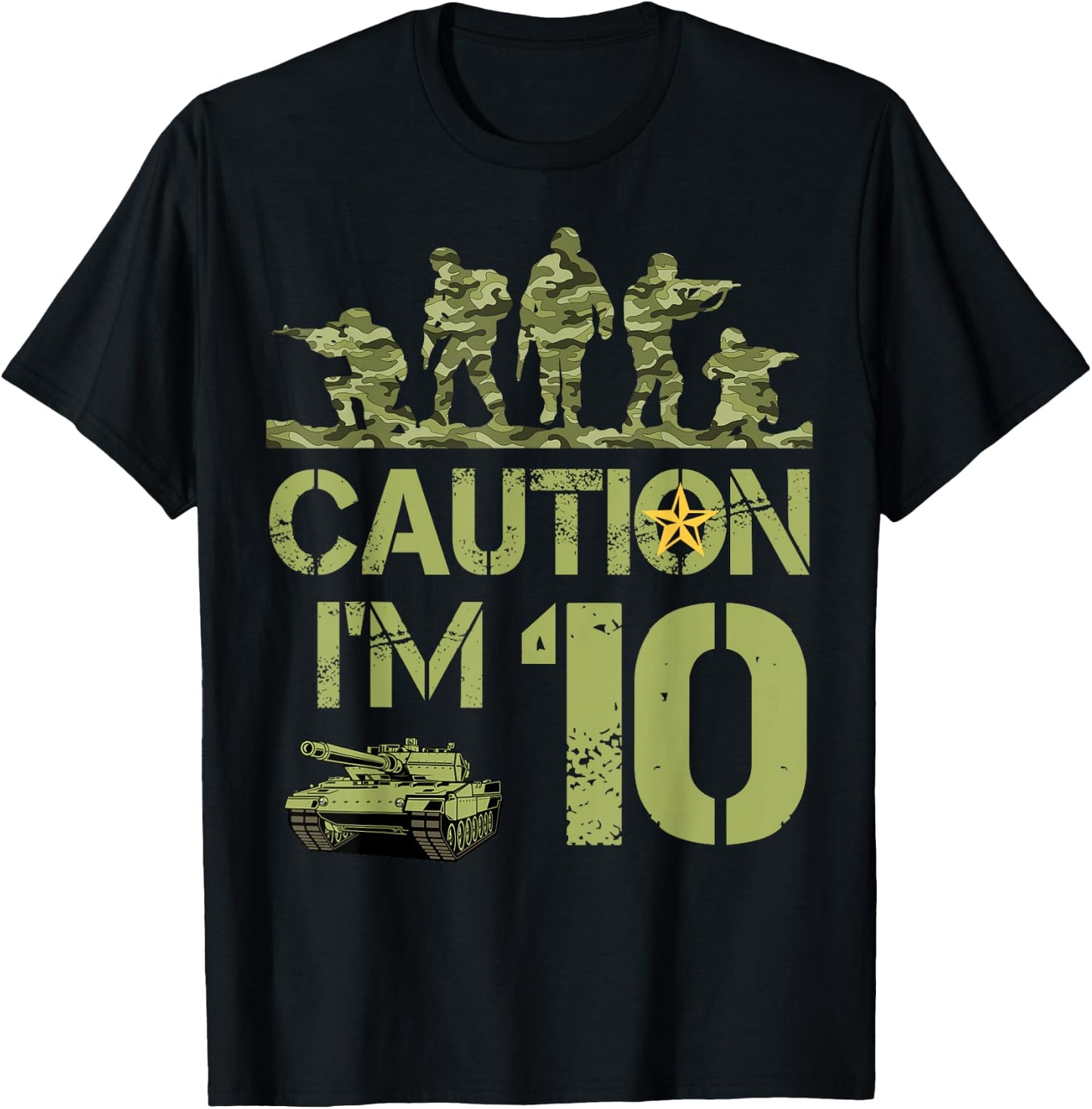 10th Birthday Military I'm 10 Year Old Soldier Camo Birthday T-Shirt - T-Shirt | Black