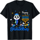 Happy Hanukkah Panda Wearing Jewish Hat Menorah Dreidel T-Shirt - T-Shirt | Black