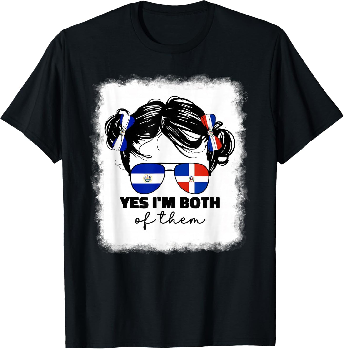 Half Dominican And Salvadorian El Salvador Flag Kids Girls T-Shirt - T-Shirt | Black
