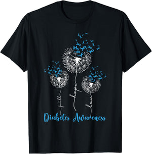 Faith Hope Love Dandelion Flower Diabetes Awareness Month T-Shirt - T-Shirt | Black