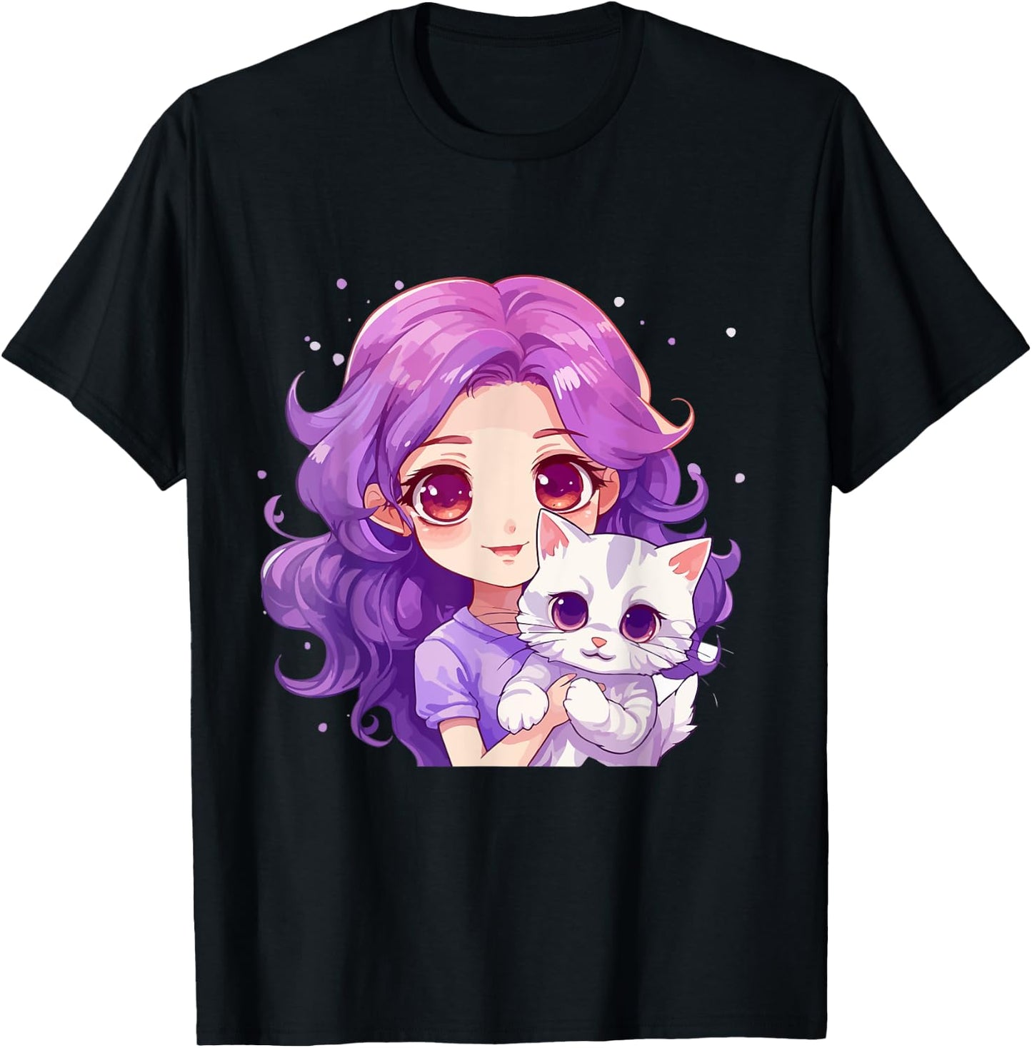 Anime and Cats Lover for Teen Manga kawaii Graphic Otaku T-Shirt - T-Shirt | Black