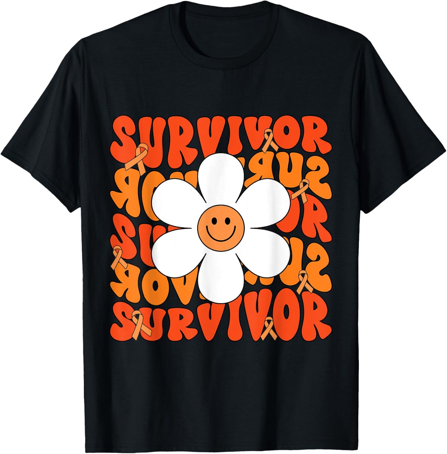 Leukemia Cancer Orange Ribbon Leukemia Cancer Survivor T-Shirt - T-Shirt | Black