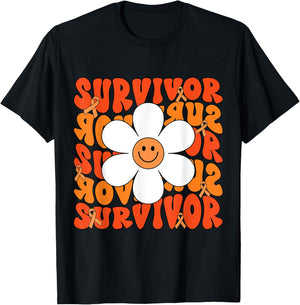 Leukemia Cancer Orange Ribbon Leukemia Cancer Survivor T-Shirt - T-Shirt | Black