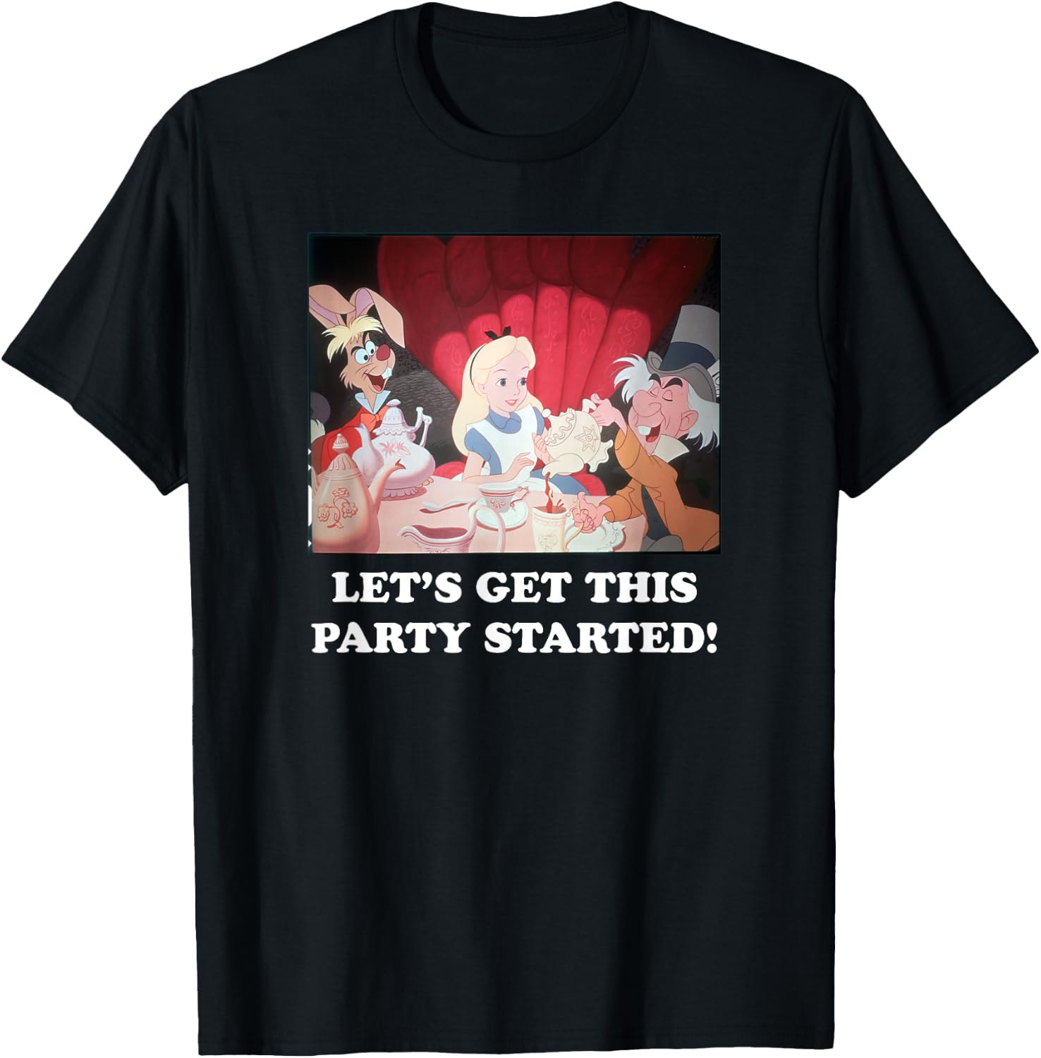 Disney Alice in Wonderland Mad Hatter Tea Party Panel T-Shirt - T-Shirt | Black
