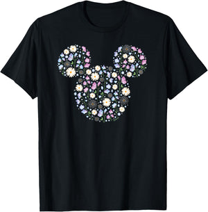 Disney Mickey Mouse April Birth Month Birthstone & Flowers T-Shirt - T-Shirt | Black