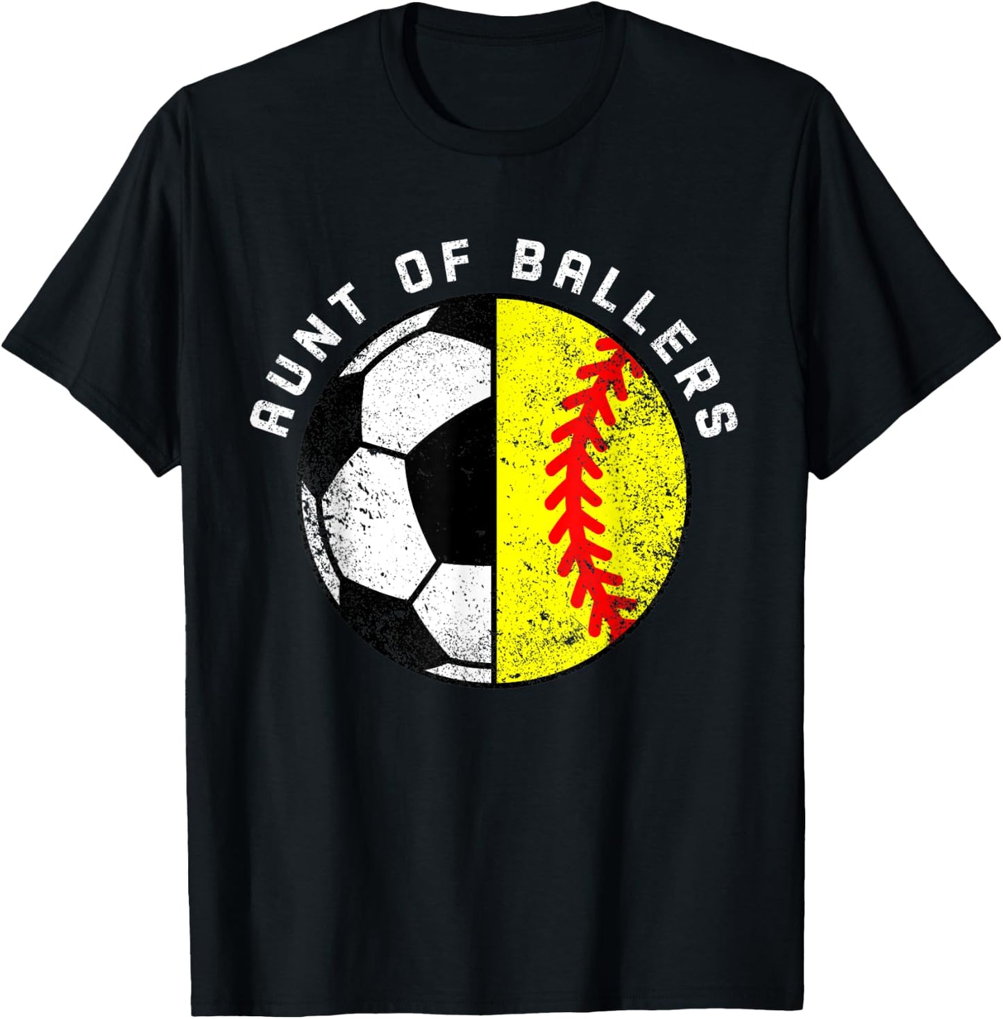 Aunt Of Ballers Funny Soccer Softball Aunt T-Shirt - T-Shirt | Black