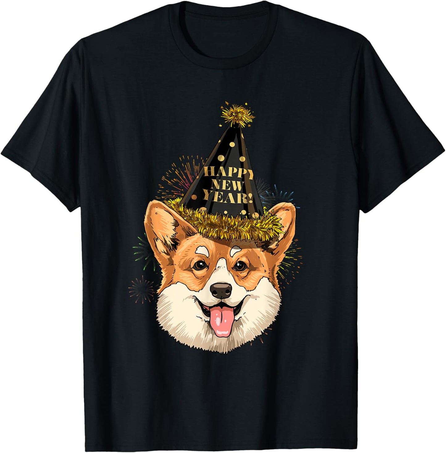 New Year Corgi New Year's Eve Party Countdown Corgi Lover T-Shirt - T-Shirt | Black