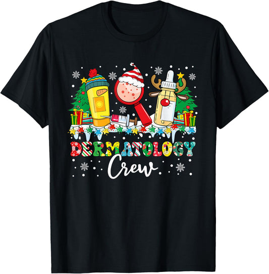 Dermatology Crew Santa Hat Dermatologist Funny Christmas T-Shirt - T-Shirt | Black