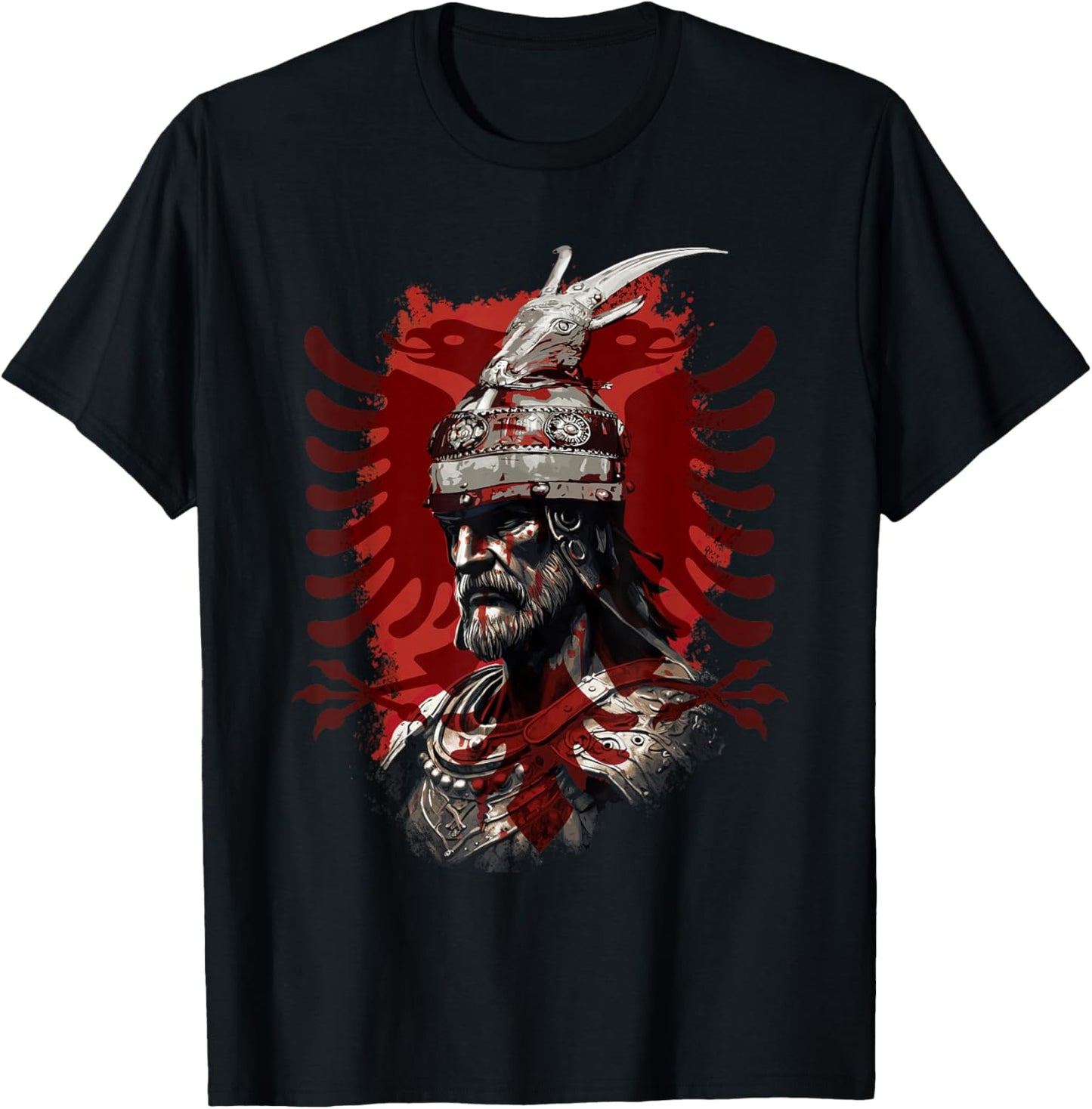 Skanderbeg Albanian National Hero Eagle Kosovo Albanian T-Shirt - T-Shirt | Black