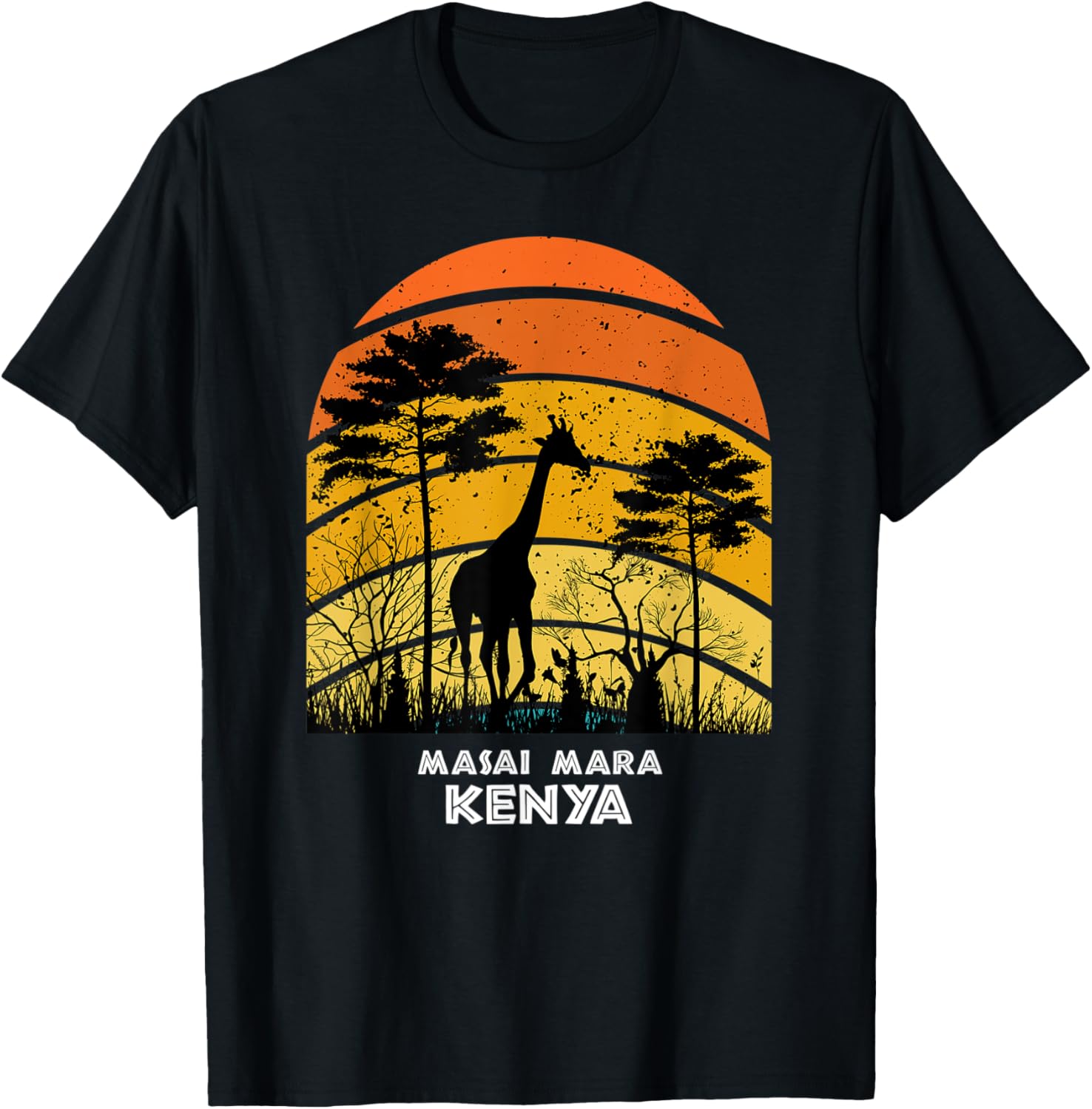 Masai Mara, Kenya Safari National Park Game Reserve Girrafe T-Shirt - T-Shirt | Black