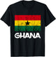 Ghana Vintage Ghanese Flag Africa Ghanese Roots Ghana Flag T-Shirt - T-Shirt | Black