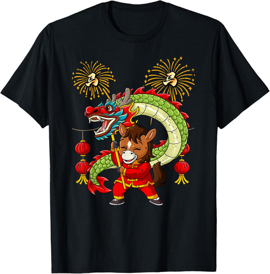 Year Of The Horse Chinese Lunar New Year T-Shirt - T-Shirt | Black