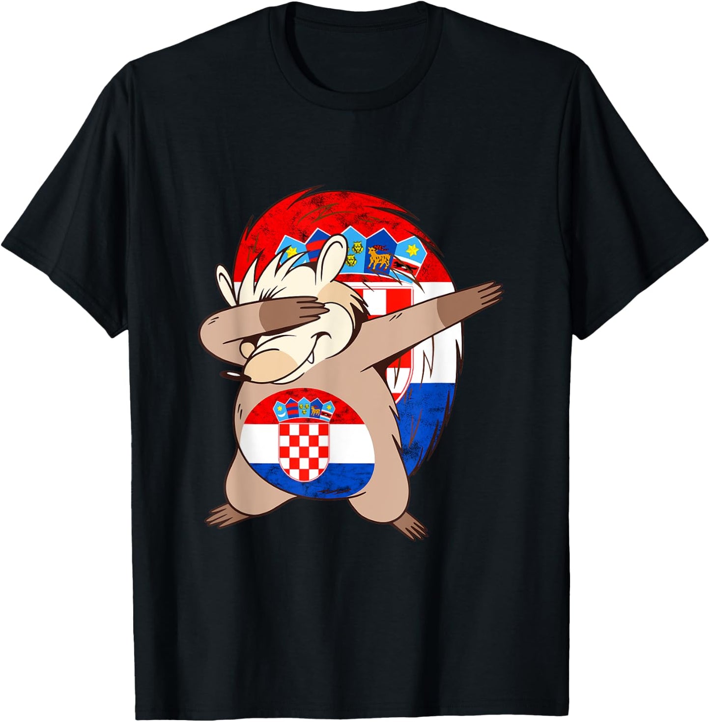 Hrvatska Hedgehog Croatian Soccer Team Croatian Flag Croatia T-Shirt - T-Shirt | Black