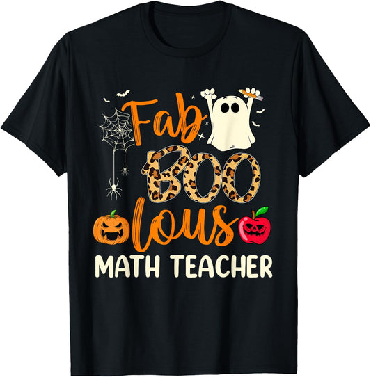 Fab Boo Lous Math Teacher Leopard Spooky Halloween Costume T-Shirt - T-Shirt | Black