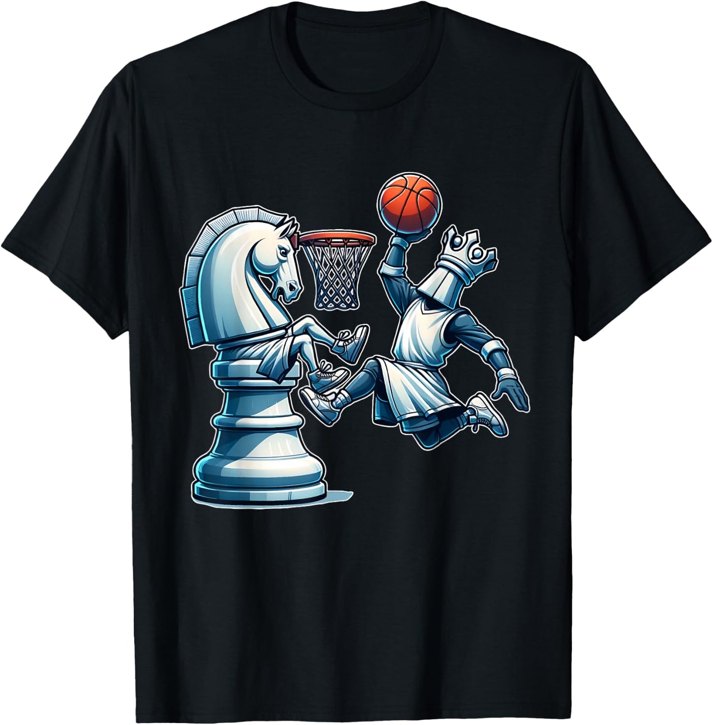 Elegant Chess Board King Basketball Game T-Shirt - T-Shirt | Black