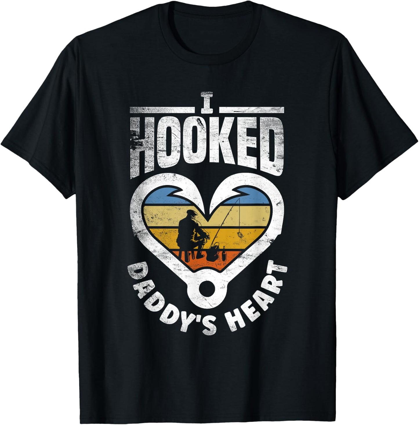 I Hooked Daddy's Heart Fishing Father's Day T-Shirt - T-Shirt | Black