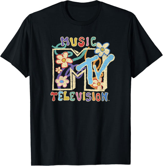 MTV Music Television Distressed Kid Drawn Classic Logo T-Shirt - T-Shirt | Black