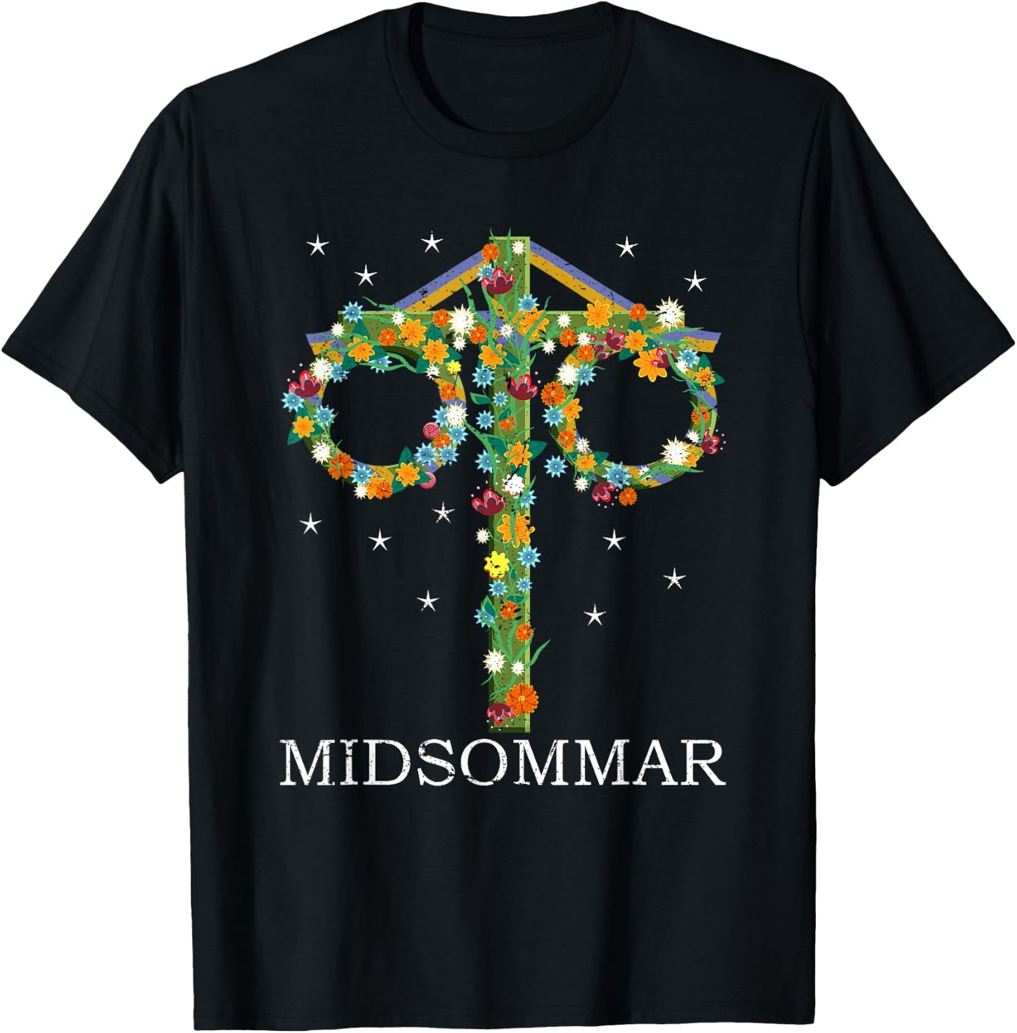 Midsommar Maypole Sweden Swedish Festival Summer Solstice T-Shirt - T-Shirt | Black