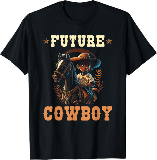 Future Cowboy Toddler African American Rodeo Cowboy Boy Kids T-Shirt - T-Shirt | Black