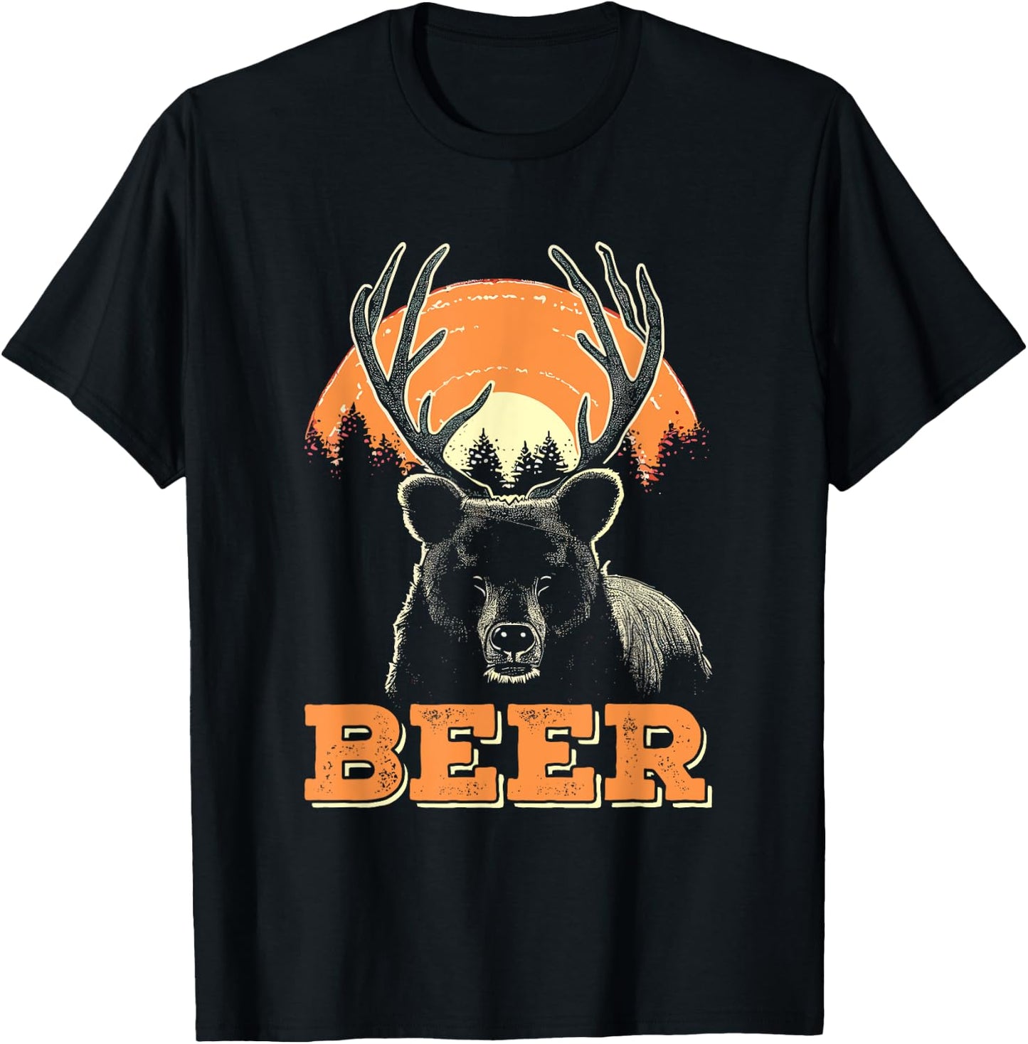 Bear Deer Beer - Vintage Funny Bear + Dear Pun T-Shirt - T-Shirt | Black
