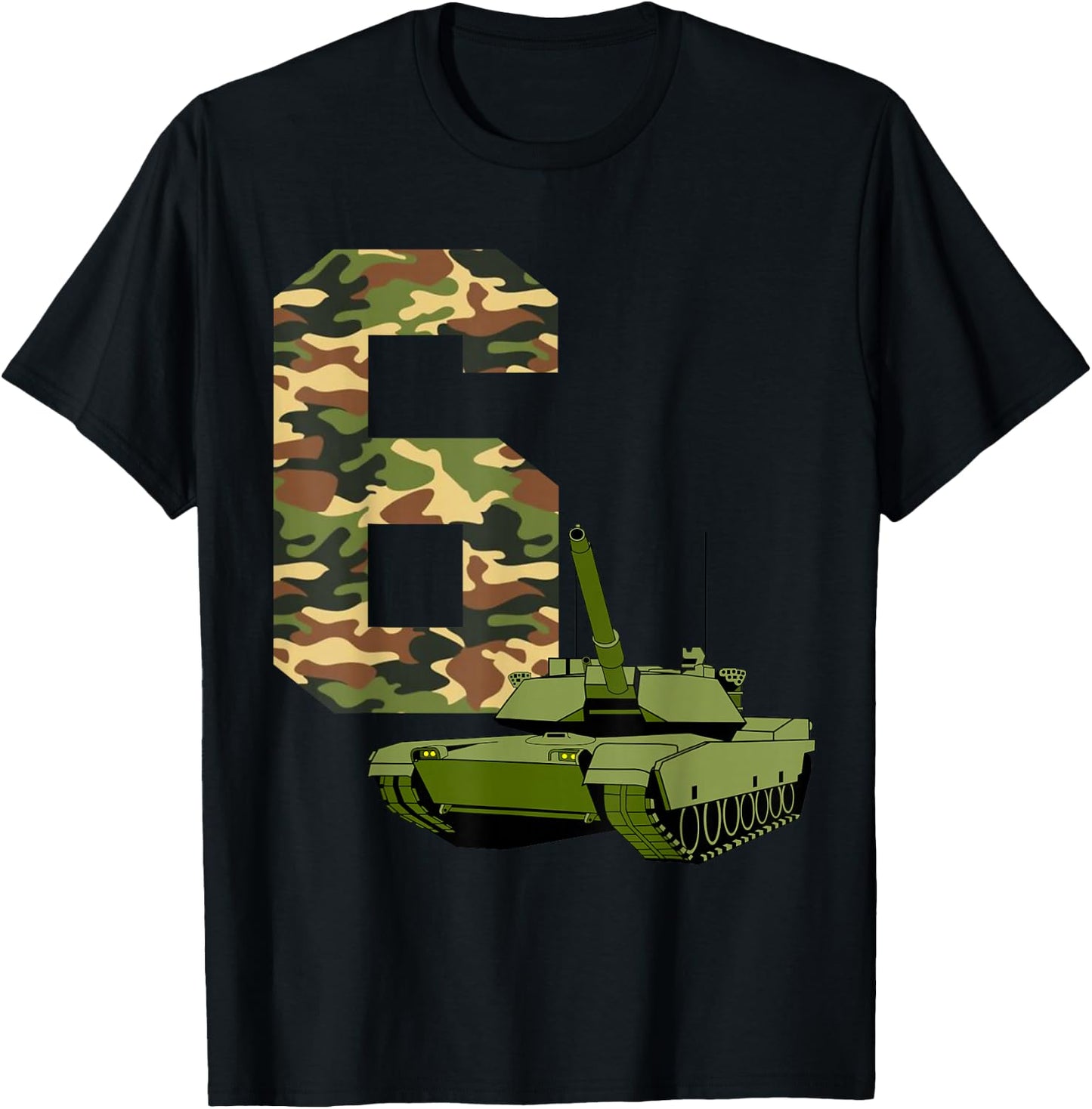 Boy 6th Birthday Military Tank Battle Themed 6 Year Old Kids T-Shirt - T-Shirt | Black