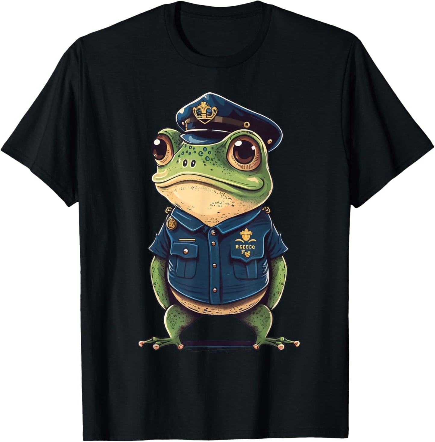 Police Officer Frog Cop on Police Frog T-Shirt - T-Shirt | Black
