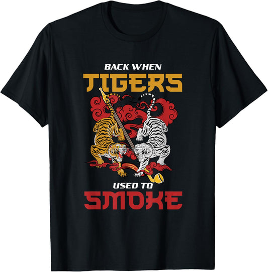 Back When Tigers Used To Smoke | Korean Myth | Korean Tiger T-Shirt - T-Shirt | Black