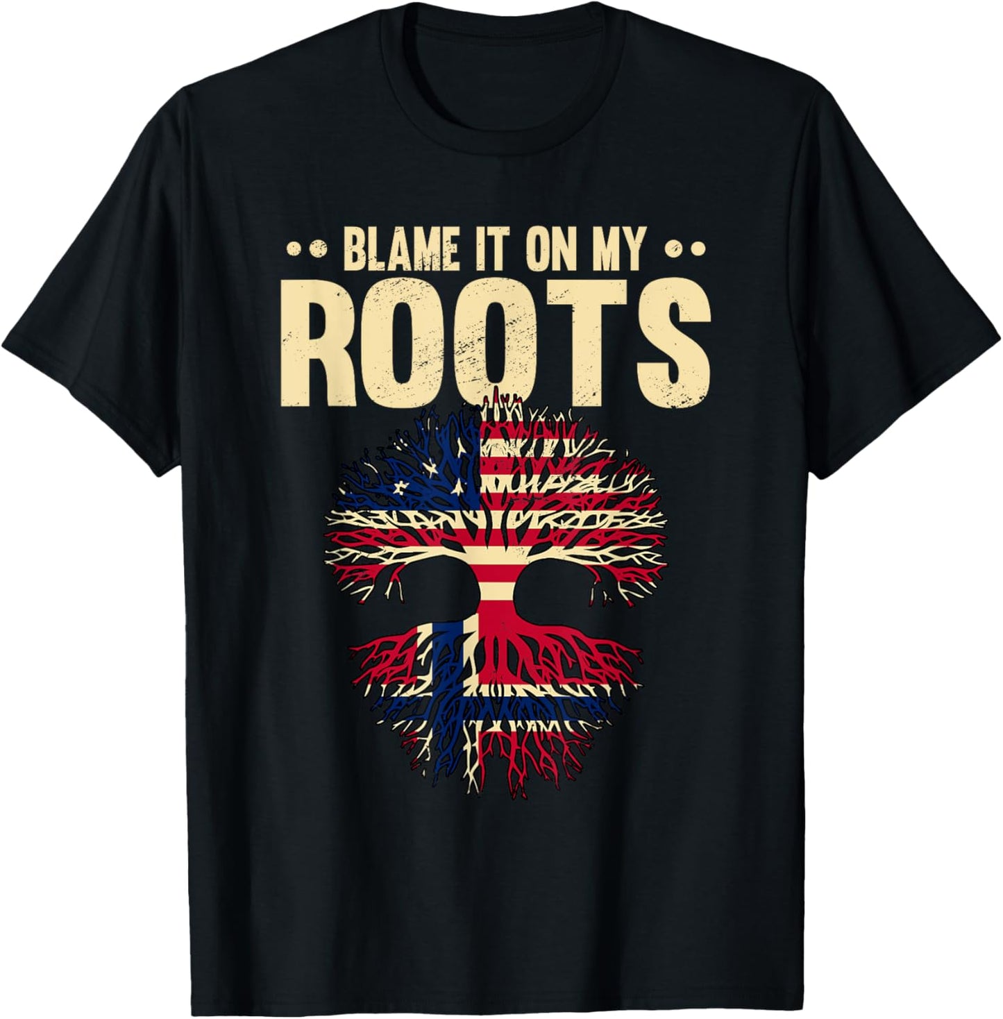 Blame It On My Roots American Heritage Norwegian Roots T-Shirt - T-Shirt | Black