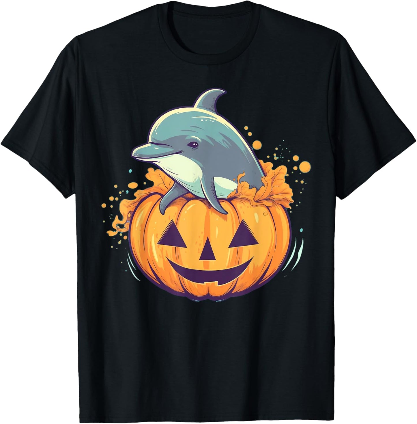 Pumpkin Dolphin costume on Dolphin Halloween T-Shirt - T-Shirt | Black
