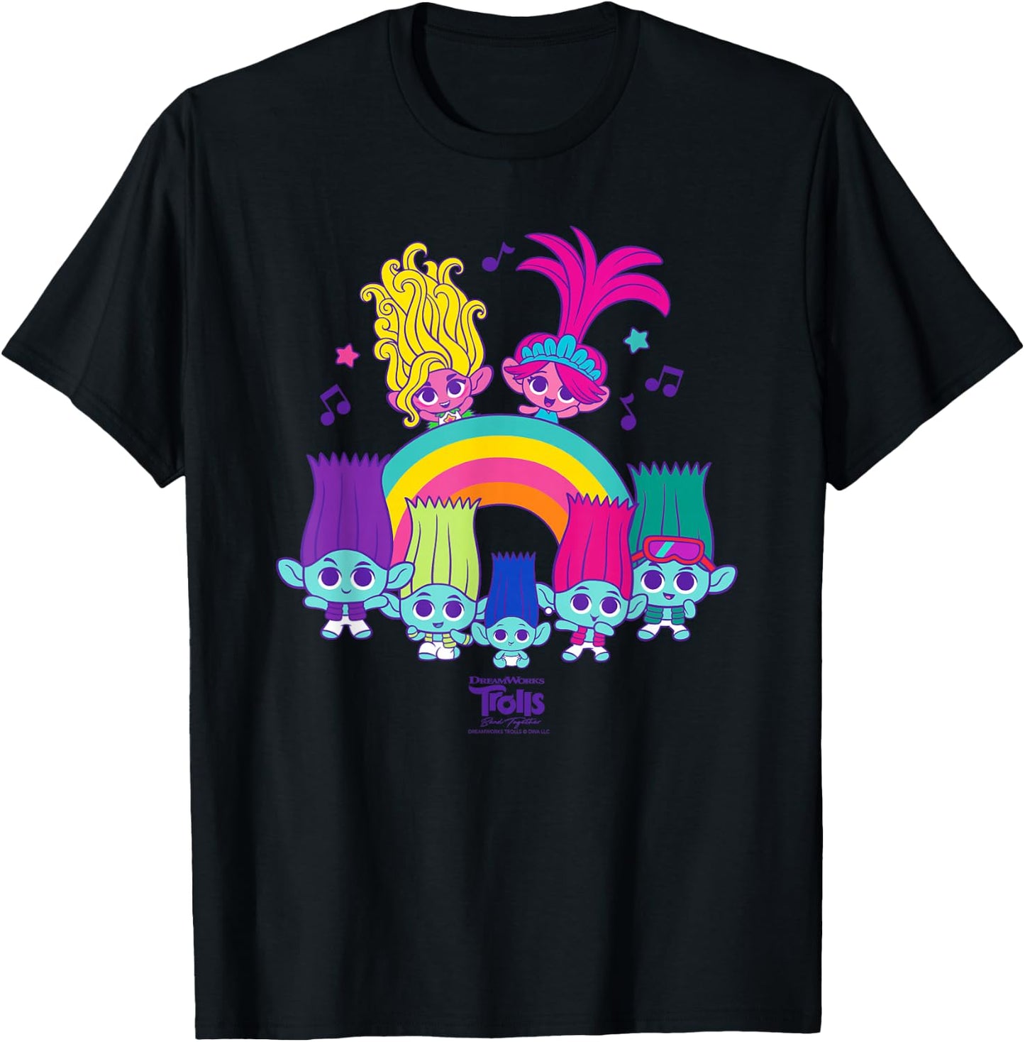DreamWorks Trolls Band Together BroZone Poppy Viva Rainbow T-Shirt - T-Shirt | Black