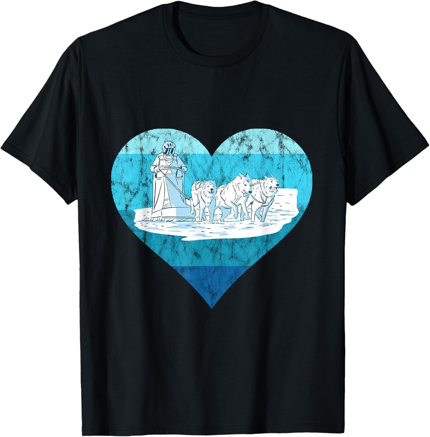 Winter Sport Vintage Sled Dog Snow Sleding Sleigh Mushing T-Shirt - T-Shirt | Black