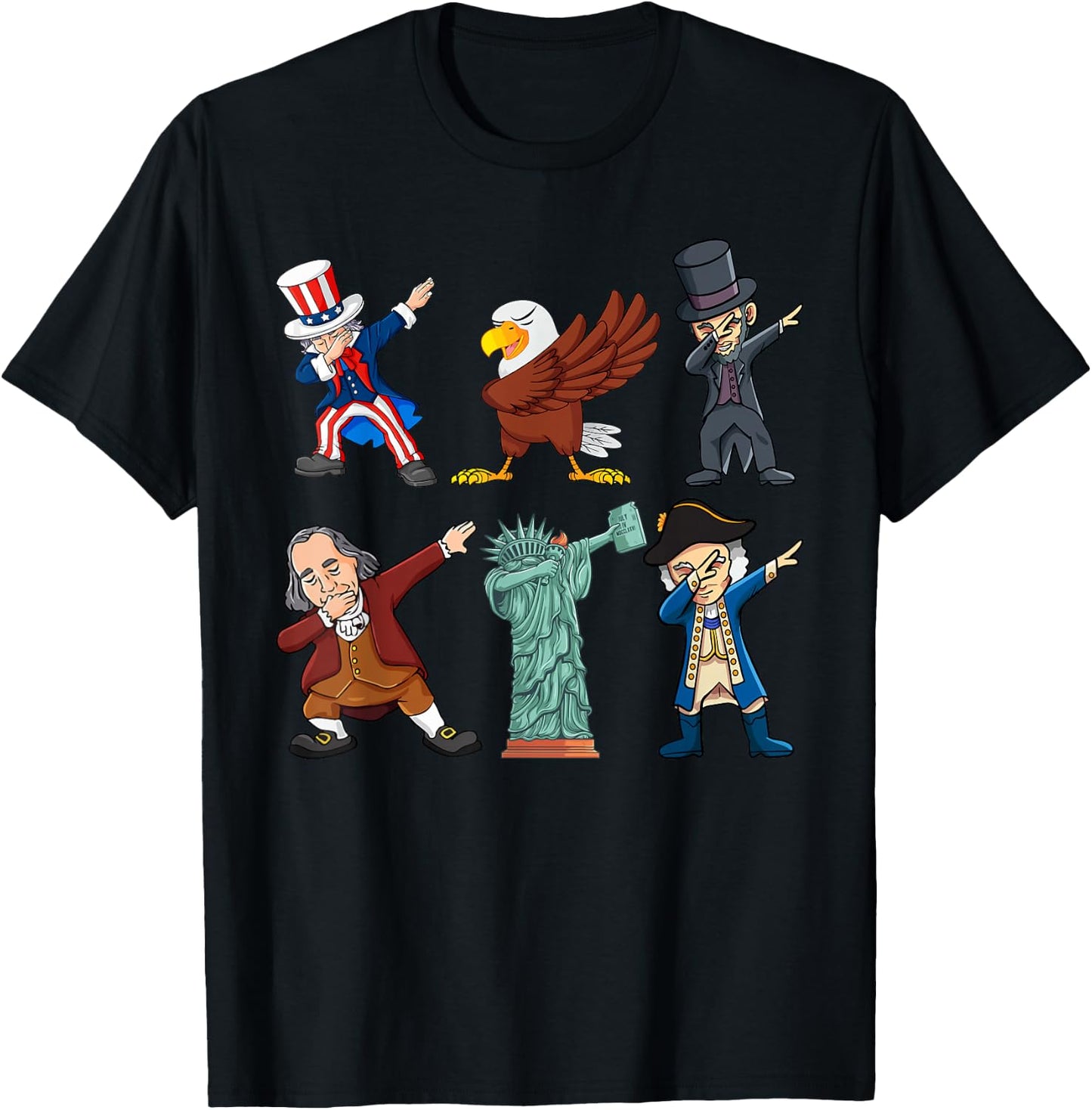 Funny Dab Uncle Sam And Friends 4th of July Boys Girls Kids T-Shirt - T-Shirt | Black