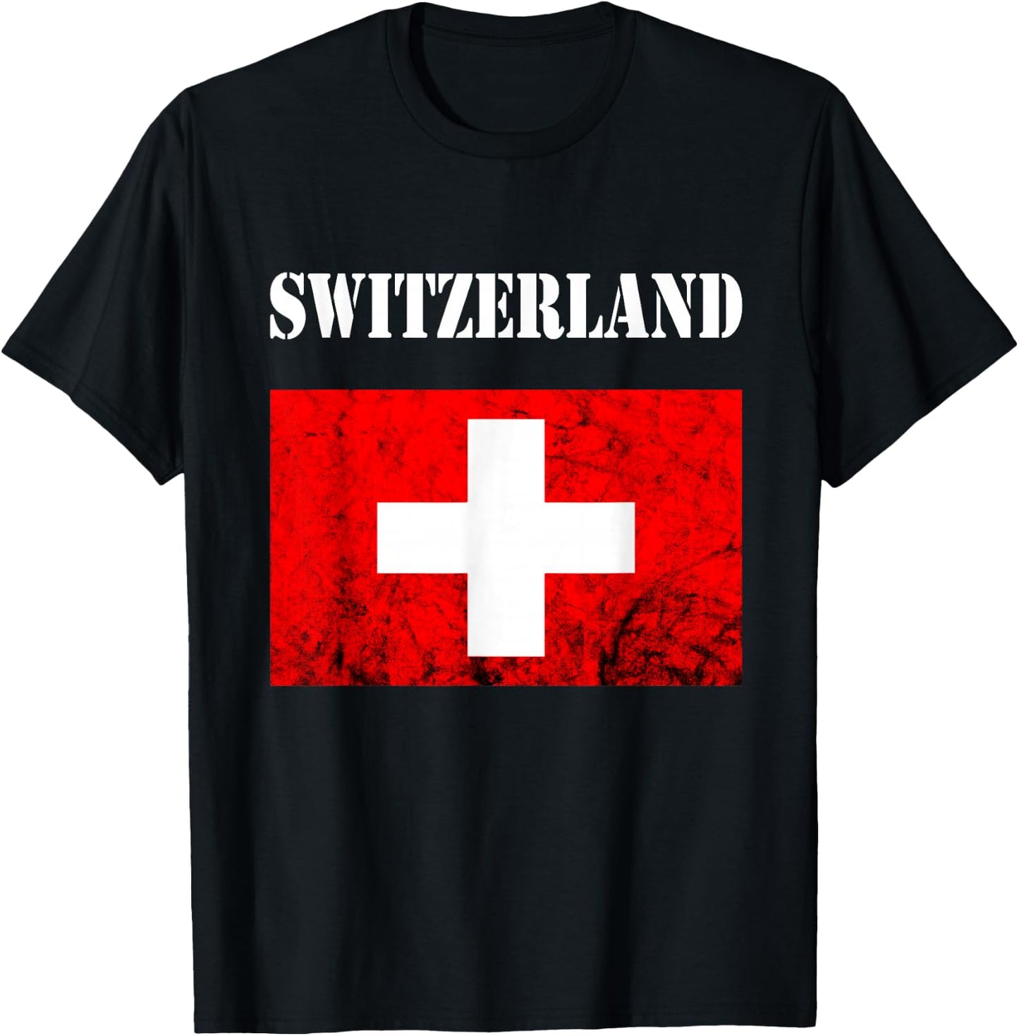 Vintage Swiss Flag Swiss Pride Switzerland Flag Schweiz T-Shirt - T-Shirt | Black