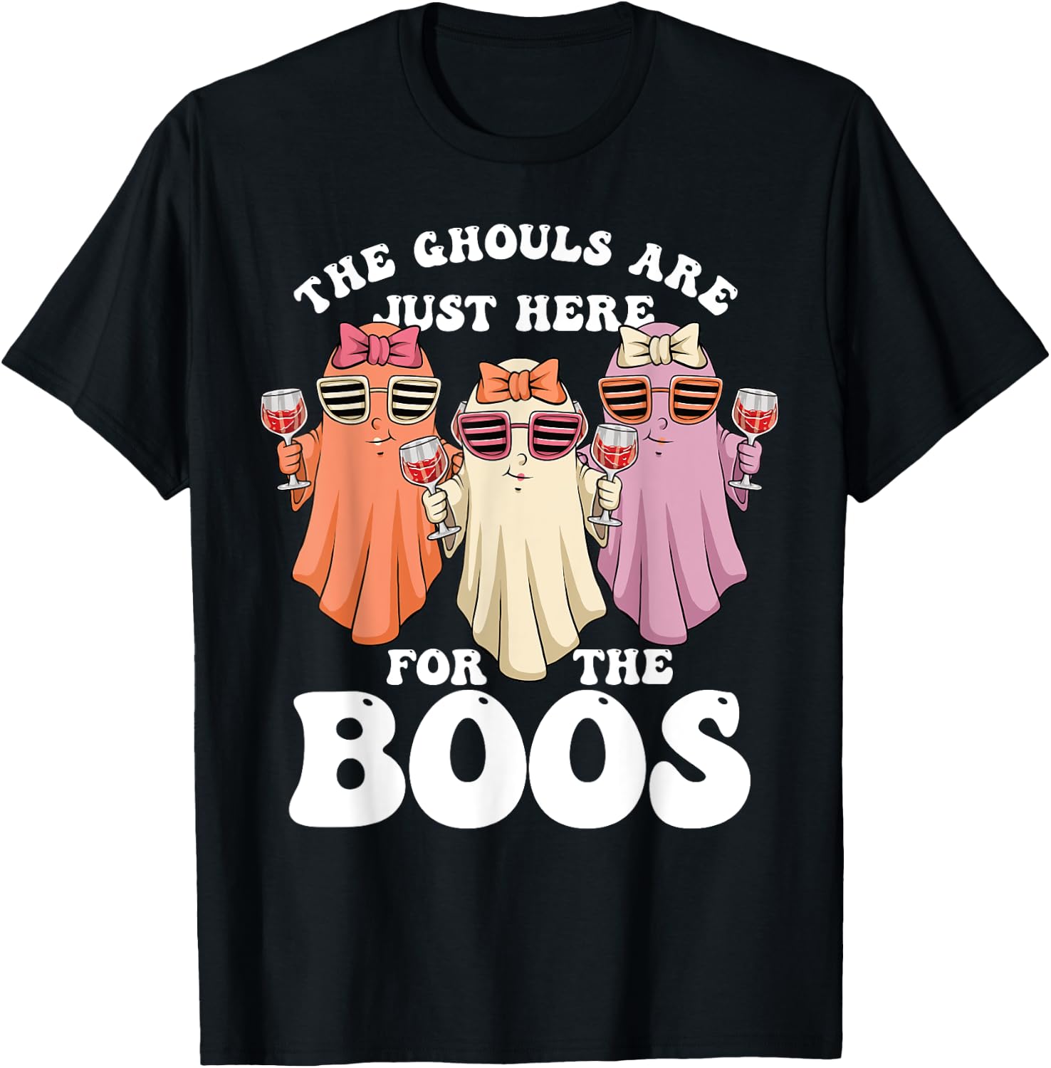 Ghouls Just Here for the Boos Halloween Ghosts Women T-Shirt - T-Shirt | Black