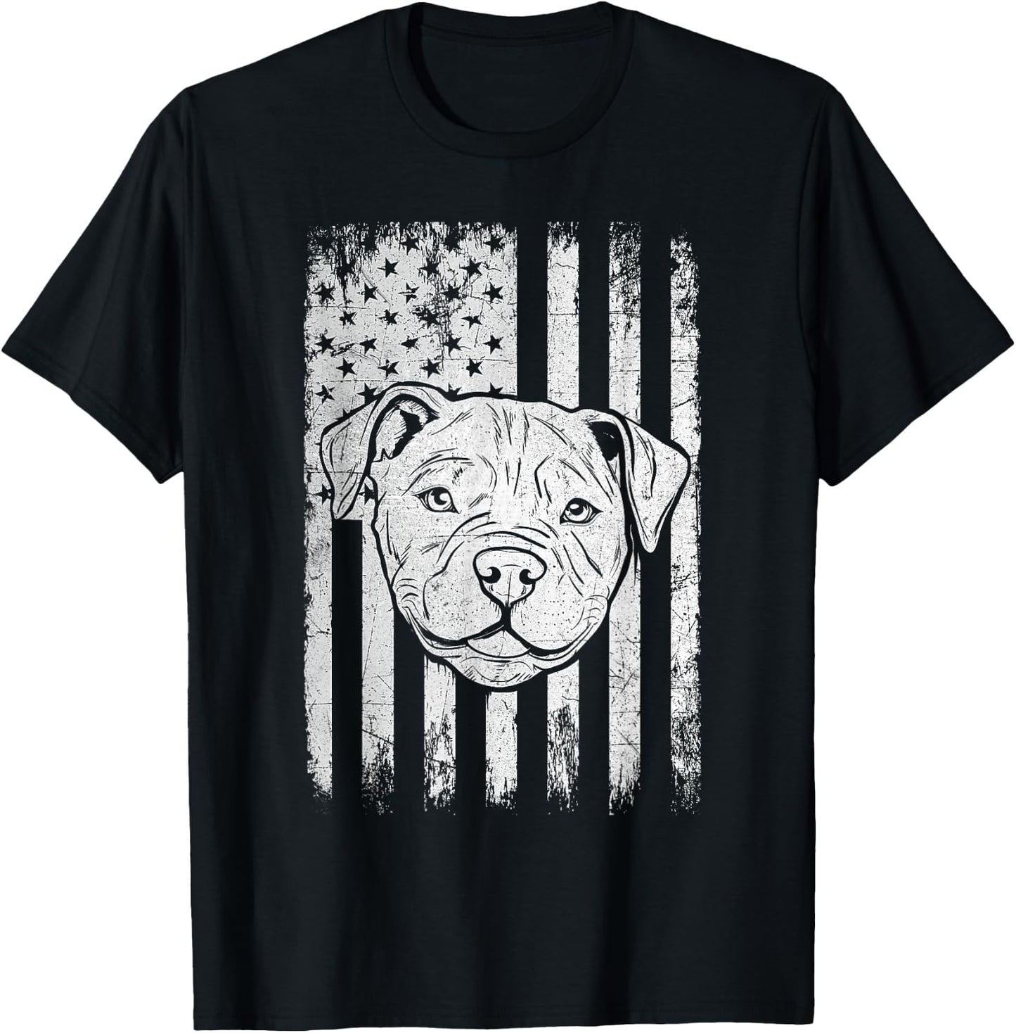 Patriotic Pitbull Dog - USA American Pet Owner Animal Lover T-Shirt - T-Shirt | Black