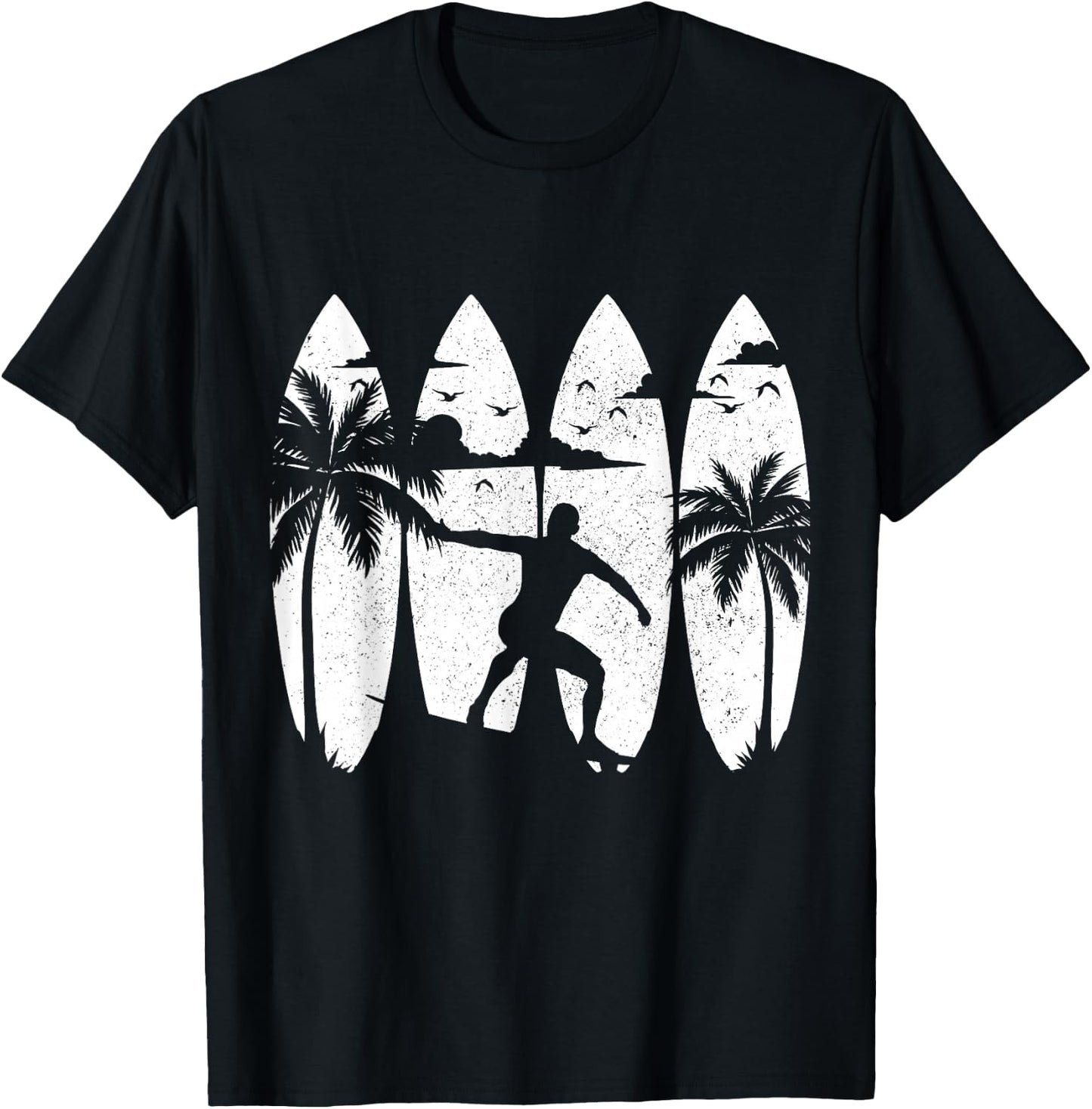 Surfer Surfboard Vintage Surfing Beach Summer Surf T-Shirt - T-Shirt | Black