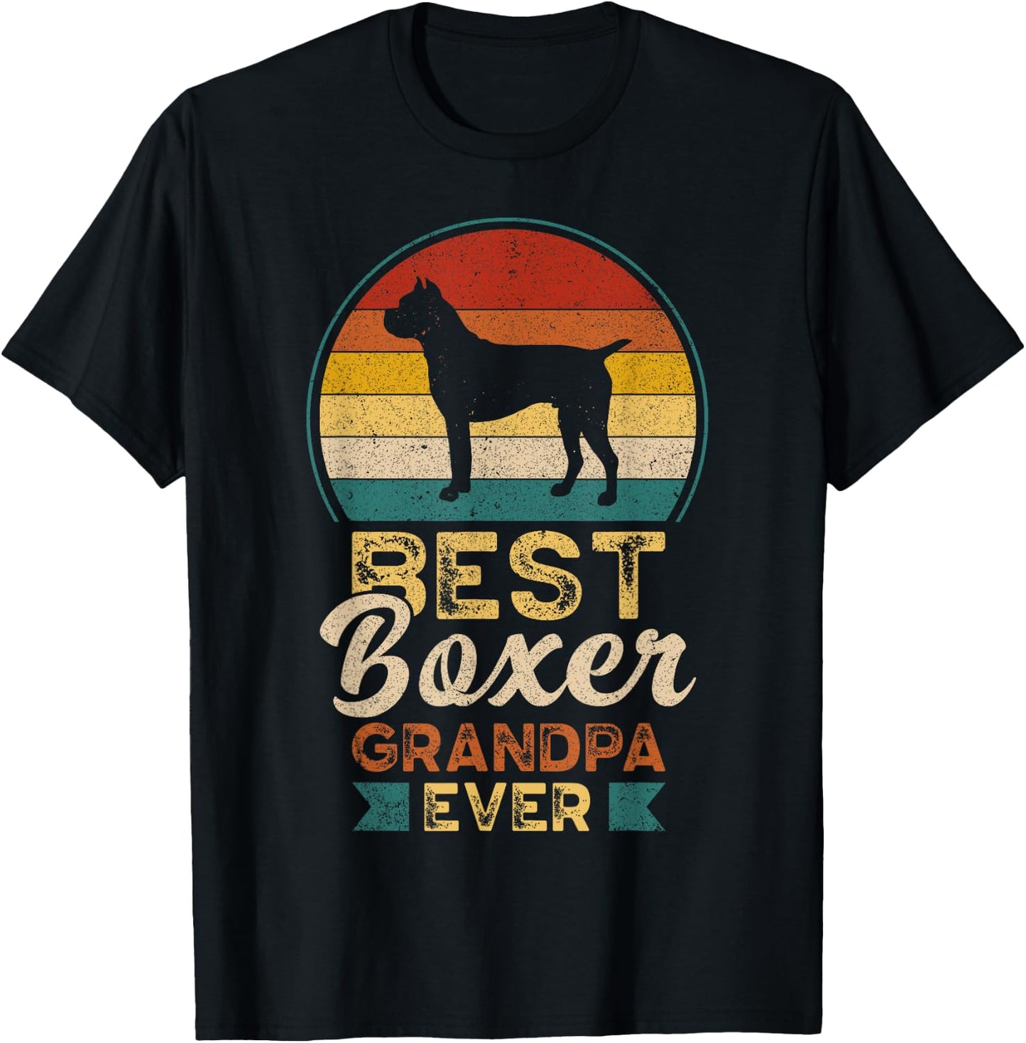 Best Boxer Grandpa Ever, Father's Day, Boxer Dog T-Shirt - T-Shirt | Black
