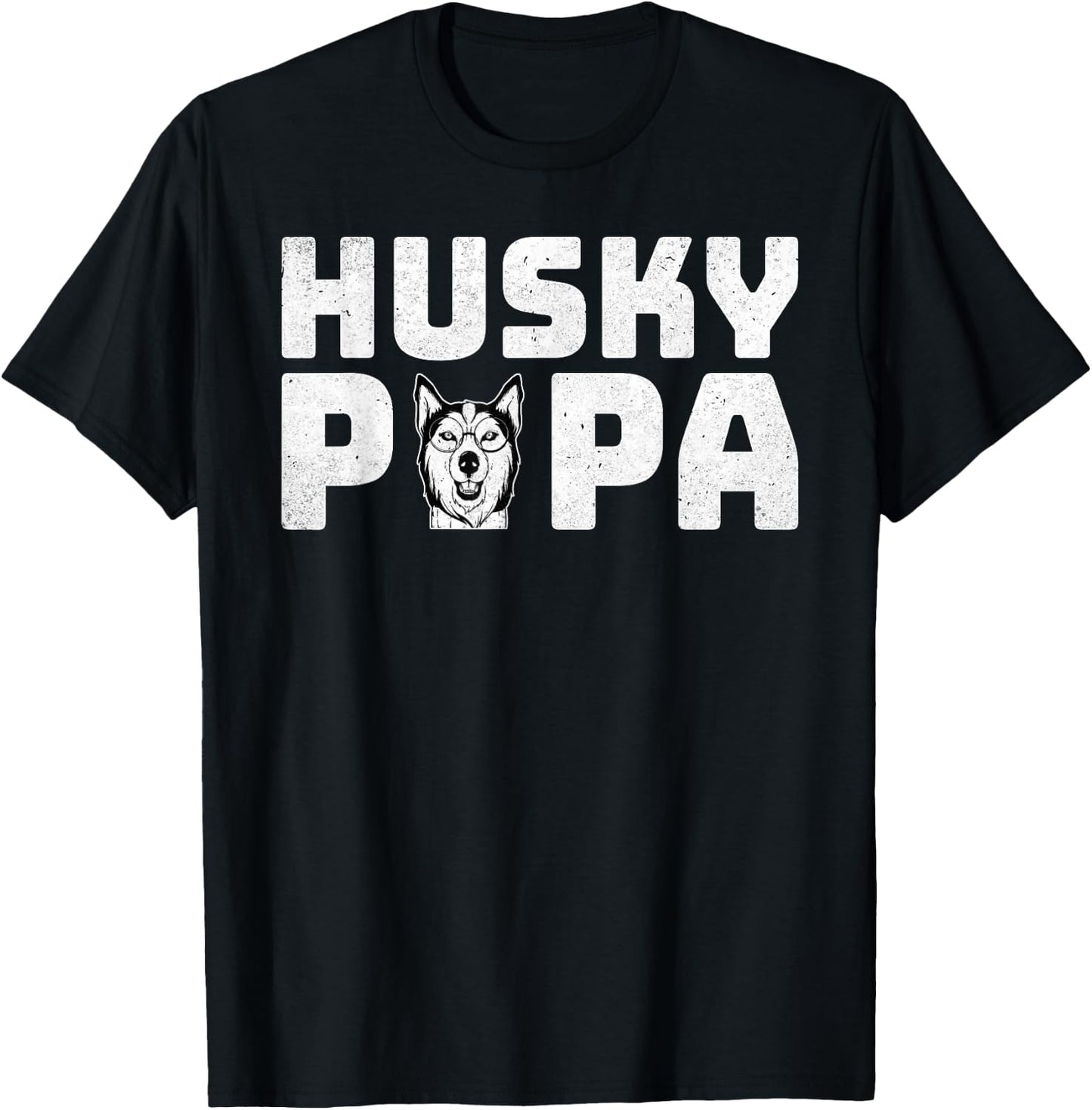 Husky Papa - Funny Siberian Husky Lover Dad Fathers Day T-Shirt - T-Shirt | Black