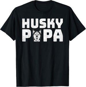 Husky Papa - Funny Siberian Husky Lover Dad Fathers Day T-Shirt - T-Shirt | Black