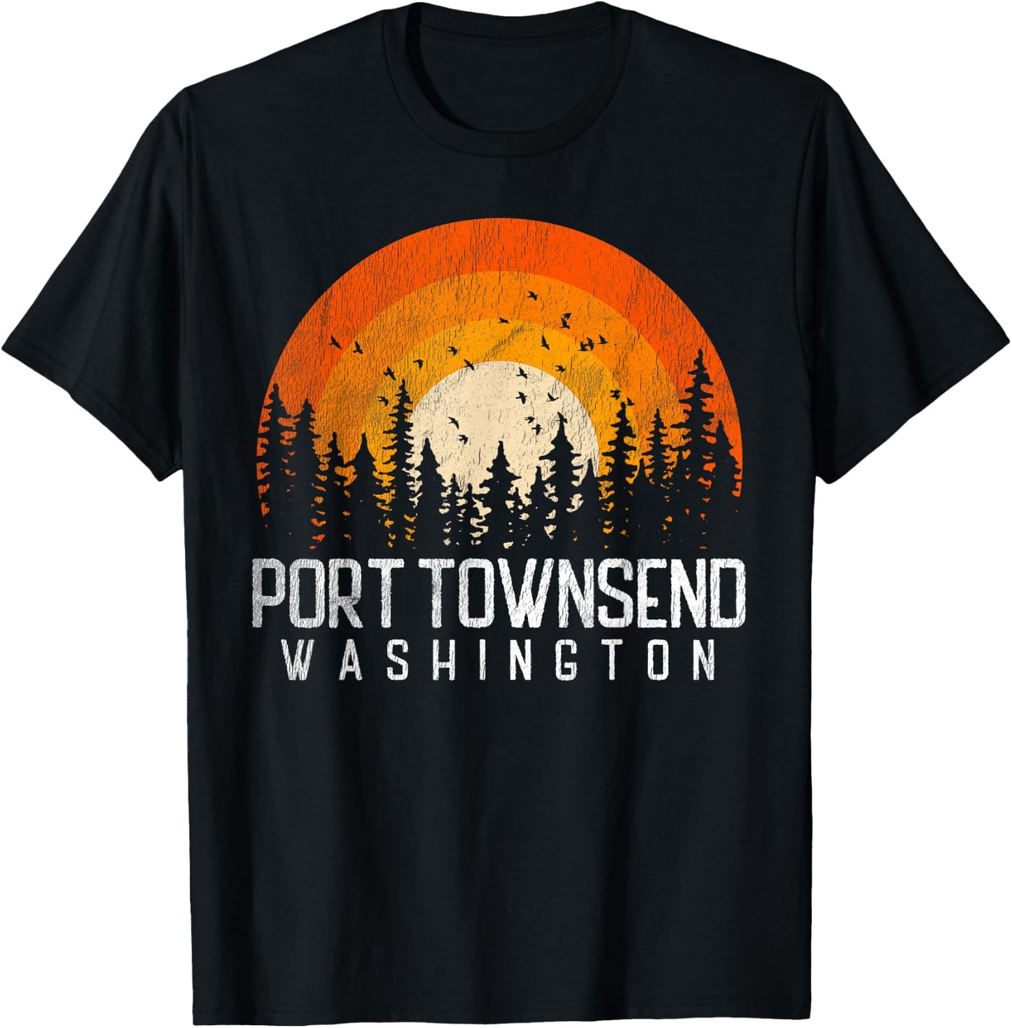 Port Townsend Washington WA Shirt Retro 70s 80s Vintage Gift T-Shirt - T-Shirt | Black