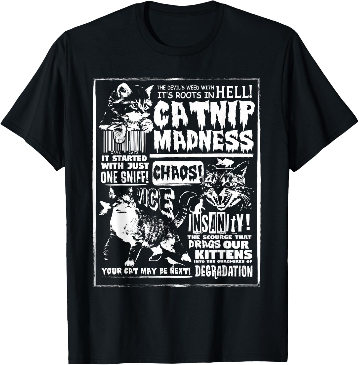 Catnip Madness Cute Kitten Cat Lover Gift Cat Owners T-Shirt - T-Shirt | Black