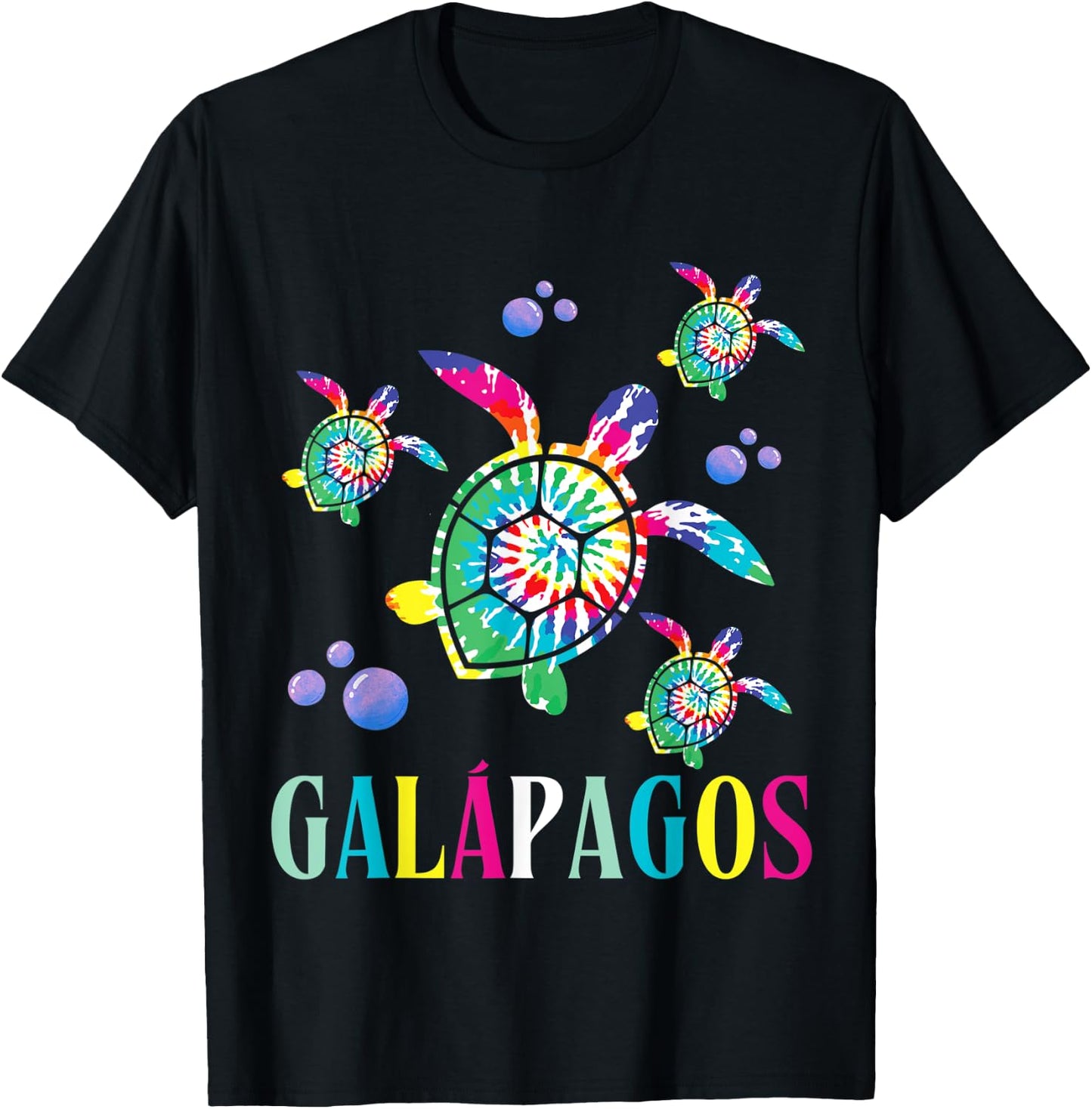 Galapagos Islands Tie Dye Sea Turtle Scuba Diving T-Shirt - T-Shirt | Black