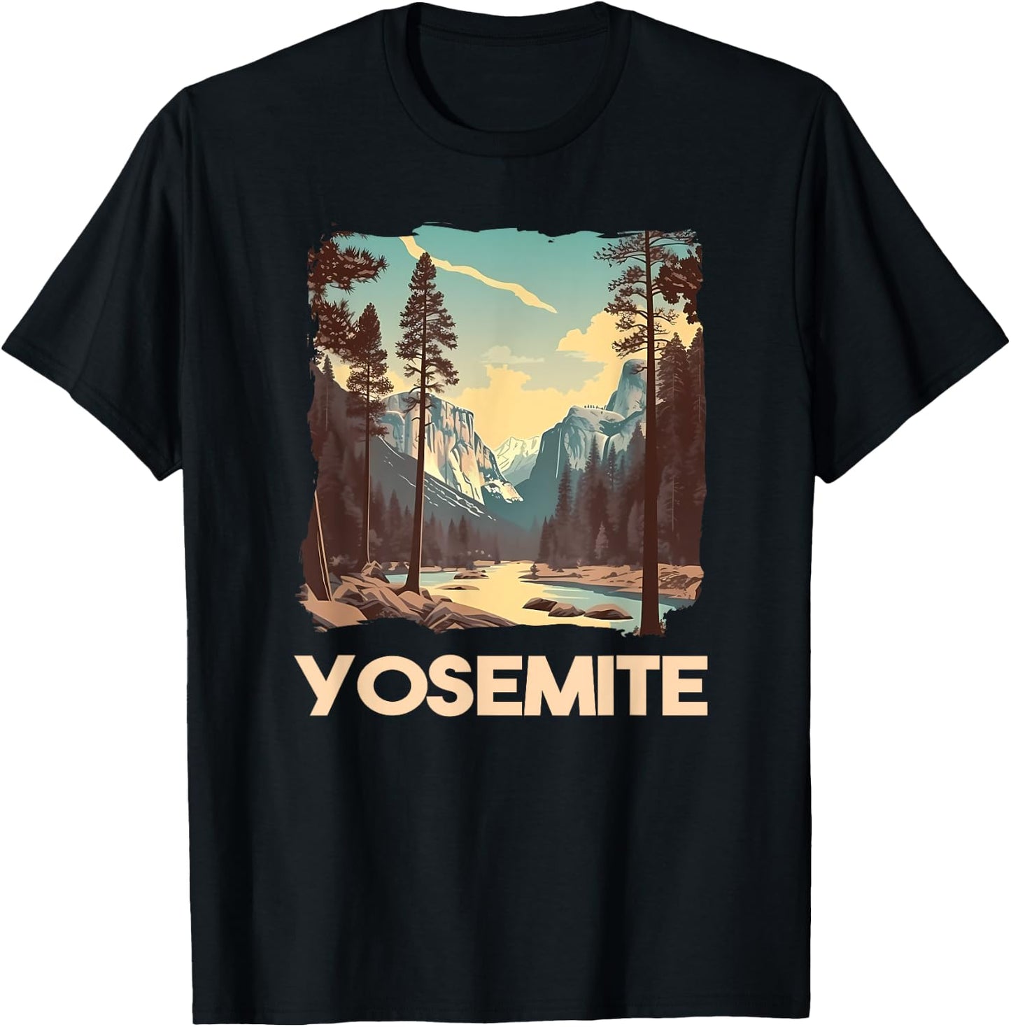 Vintage Yosemite National Park Nature Lover Adventure T-Shirt - T-Shirt | Black